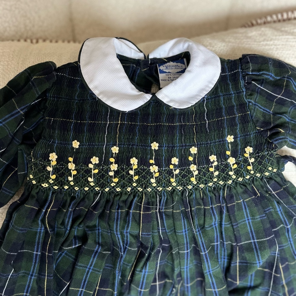 Vintage Carriage Boutique Navy Plaid Baby Dress - Picture 2 of 4